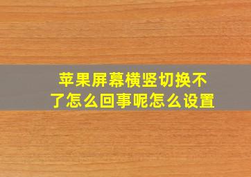 苹果屏幕横竖切换不了怎么回事呢怎么设置