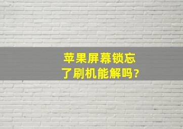 苹果屏幕锁忘了刷机能解吗?