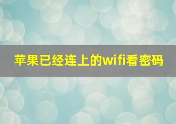 苹果已经连上的wifi看密码