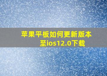 苹果平板如何更新版本至ios12.0下载