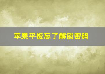 苹果平板忘了解锁密码