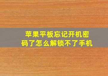 苹果平板忘记开机密码了怎么解锁不了手机