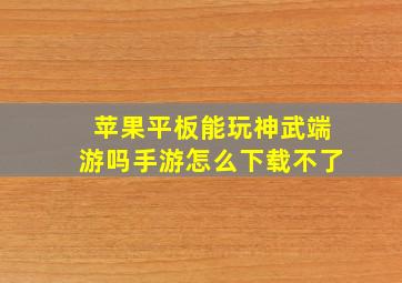 苹果平板能玩神武端游吗手游怎么下载不了