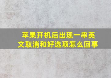 苹果开机后出现一串英文取消和好选项怎么回事