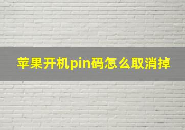 苹果开机pin码怎么取消掉