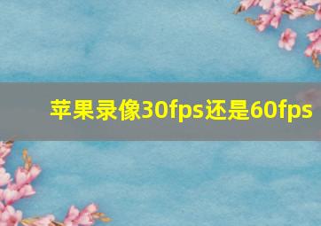 苹果录像30fps还是60fps