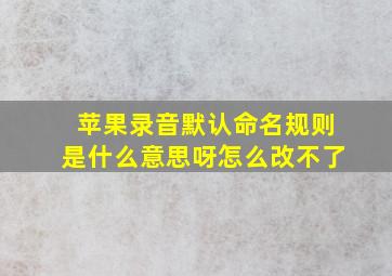 苹果录音默认命名规则是什么意思呀怎么改不了