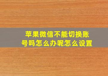 苹果微信不能切换账号吗怎么办呢怎么设置