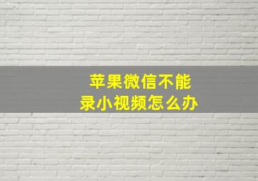 苹果微信不能录小视频怎么办