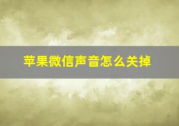 苹果微信声音怎么关掉