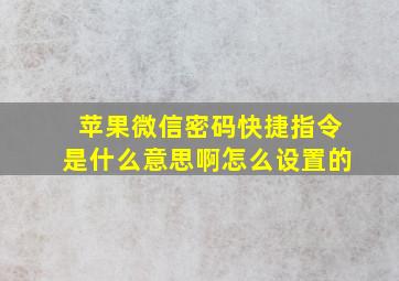 苹果微信密码快捷指令是什么意思啊怎么设置的