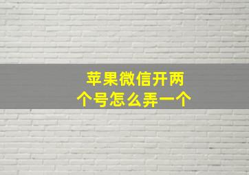 苹果微信开两个号怎么弄一个