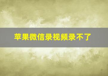 苹果微信录视频录不了