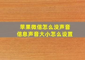 苹果微信怎么没声音信息声音大小怎么设置