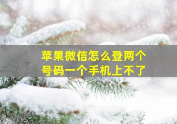 苹果微信怎么登两个号码一个手机上不了