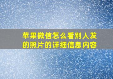 苹果微信怎么看别人发的照片的详细信息内容