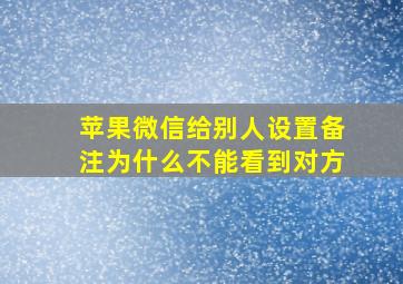 苹果微信给别人设置备注为什么不能看到对方