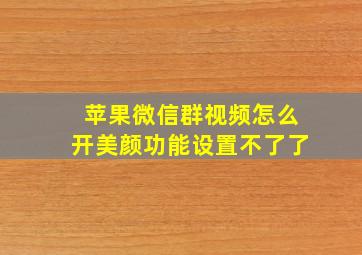 苹果微信群视频怎么开美颜功能设置不了了