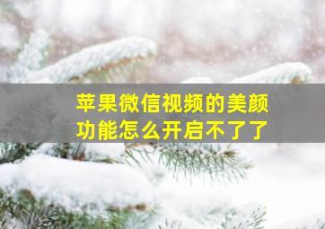 苹果微信视频的美颜功能怎么开启不了了