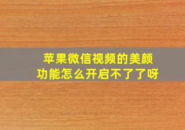 苹果微信视频的美颜功能怎么开启不了了呀