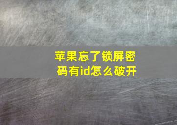 苹果忘了锁屏密码有id怎么破开