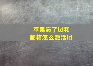 苹果忘了ld和邮箱怎么激活id