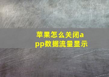 苹果怎么关闭app数据流量显示