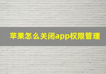 苹果怎么关闭app权限管理