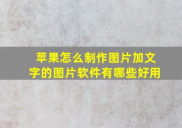 苹果怎么制作图片加文字的图片软件有哪些好用