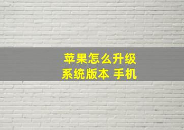 苹果怎么升级系统版本 手机