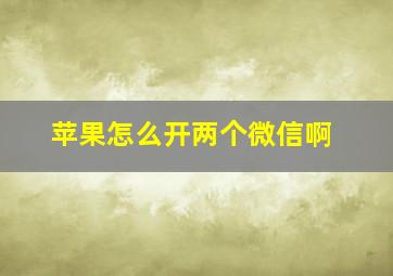 苹果怎么开两个微信啊