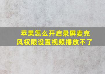 苹果怎么开启录屏麦克风权限设置视频播放不了