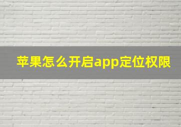 苹果怎么开启app定位权限