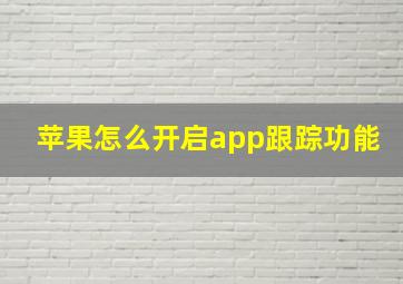 苹果怎么开启app跟踪功能