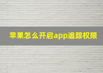 苹果怎么开启app追踪权限