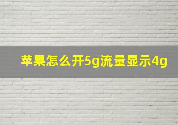 苹果怎么开5g流量显示4g