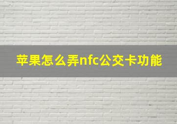 苹果怎么弄nfc公交卡功能