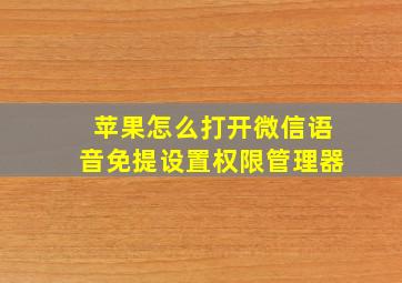 苹果怎么打开微信语音免提设置权限管理器