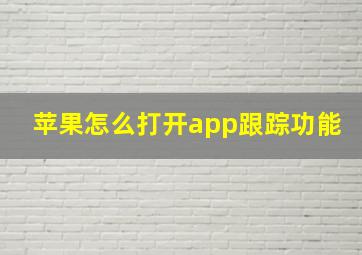 苹果怎么打开app跟踪功能