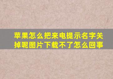 苹果怎么把来电提示名字关掉呢图片下载不了怎么回事