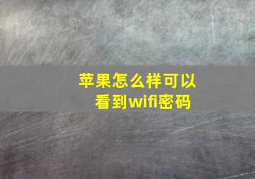 苹果怎么样可以看到wifi密码