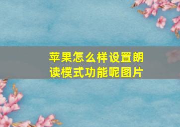 苹果怎么样设置朗读模式功能呢图片