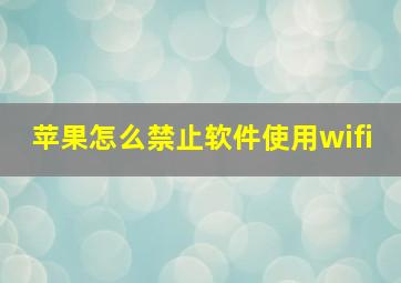 苹果怎么禁止软件使用wifi