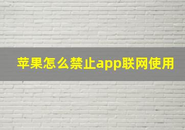 苹果怎么禁止app联网使用