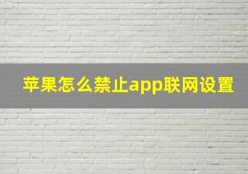 苹果怎么禁止app联网设置