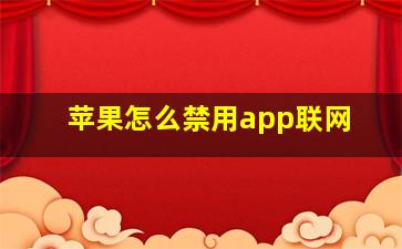 苹果怎么禁用app联网