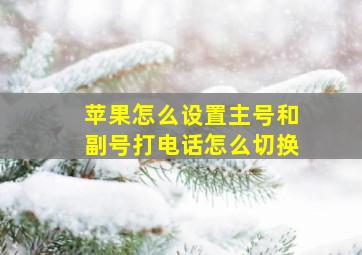 苹果怎么设置主号和副号打电话怎么切换