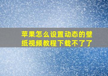 苹果怎么设置动态的壁纸视频教程下载不了了