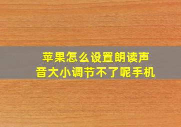 苹果怎么设置朗读声音大小调节不了呢手机