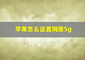 苹果怎么设置网络5g